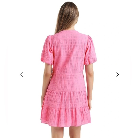 Size 12 - Forever New Posie Textured Smock Shirt Dress in Pink Cosmos - Picture 3 of 13